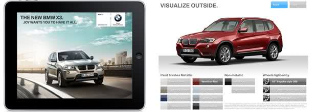 Le BMW X3 sur iPad