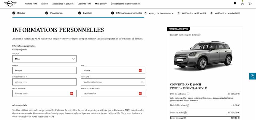 Concession MINI en ligne